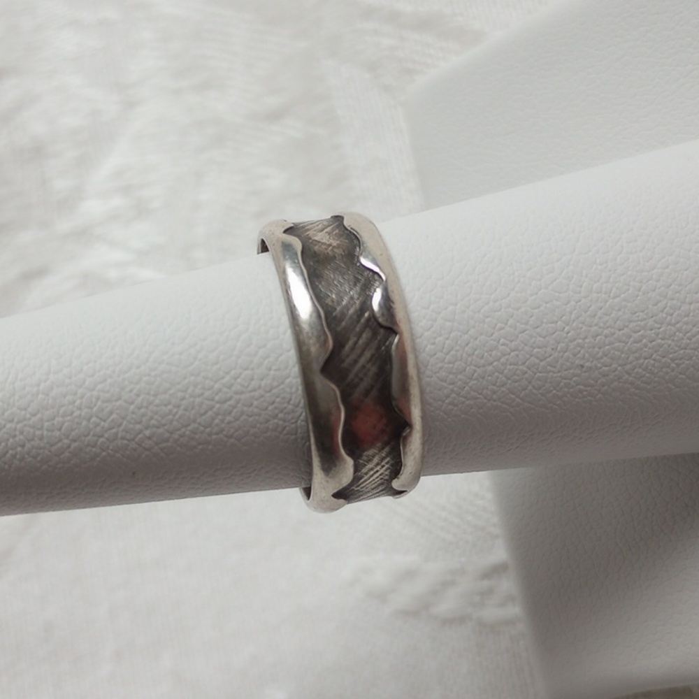 *RARE* Vintage Beau 925 Sterling Silver Acid Etched Brutalist Ring 7.25